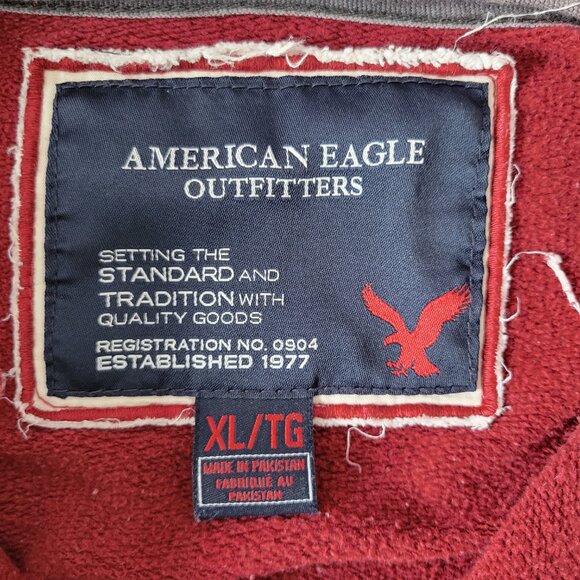 Y2K American Eagle ¼ Zip Hooded Embroidered Sweatshirt, Men’s XL Hoodie, EUC - Picture 7 of 9